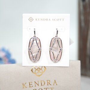 Kendra Scott Pink Mother of Pearl Elle Lattice Rhodium Earrings NWT